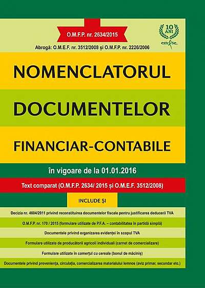 Nomenclatorul documentelor financiar-contabile