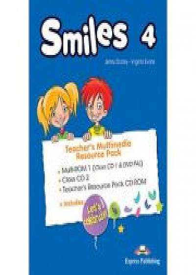 Coperta cărții Curs limba engleza Smiles 4 Material aditional pentru profesor Pachet Multimedia, Virginia Evans