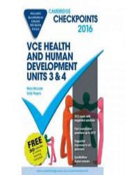 Coperta cărții Cambridge Checkpoints VCE Health and Human Development Units 3 and 4 2016 and Quiz Me More, Sally Rogers