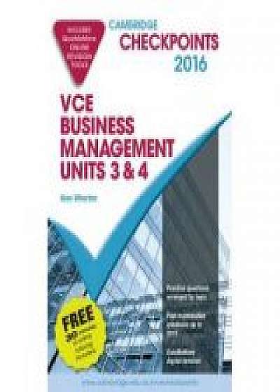 Coperta cărții Cambridge Checkpoints VCE Business Management Units 3 and 4 2016 and Quiz Me More de Alan Wharton