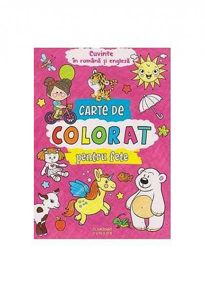 Carte de colorat pentru fete. Cuvinte în română și engleză