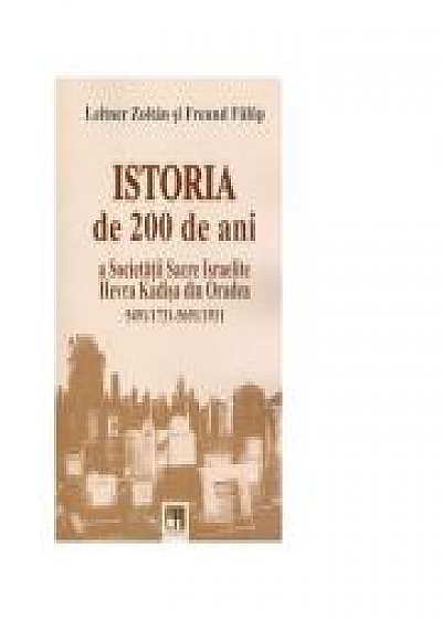 Coperta cărții Istoria de 200 de ani a Societatii Sacre Israelite Hevra Kadisa din Oradea, 5491/1731-5691/1931, Freund Fulop de Leitner Zoltan