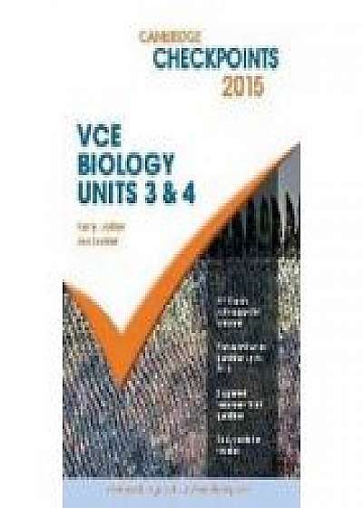 Coperta cărții Cambridge Checkpoints VCE Biology Units 3 and 4 2015 and Quiz Me More, Jan Leather