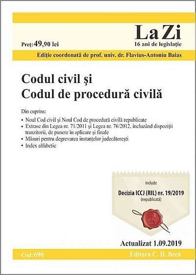 Codul civil şi Codul de procedură civilă (actualizat la 1.09.2019)