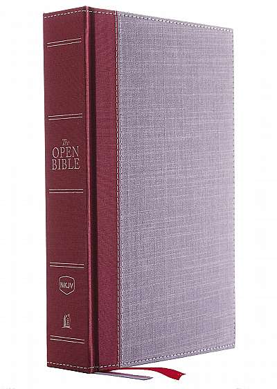 NKJV, Open Bible, Cloth Over Board, Gray/Red, Red Letter Edition, Comfort Print