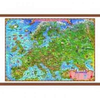 Europa harta pentru copii, cu sipci, 1400x1000mm (GHECP)