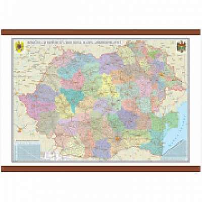 Romania si Republica Moldova. Harta administrativa 1600x1200 mm (GHRA160)