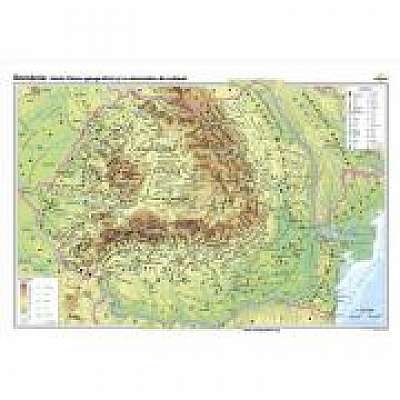 Romania. Harta fizico-geografica si a resurselor naturale de subsolCR-3101B 140x100 cm