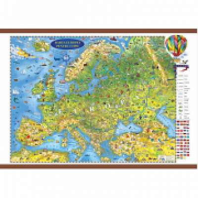 Europa harta pentru copii, cu sipci, 2000x1400mm (DLFGHECP200)