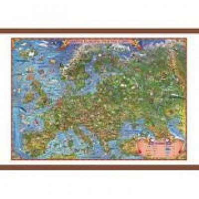 Europa harta pentru copii, cu sipci, 700x500mm (GHECP70)