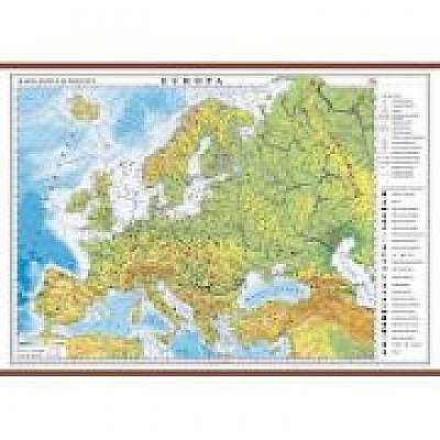 Europa. Harta fizica si politica 2000x1400 mm cu sipci (GHEF200)