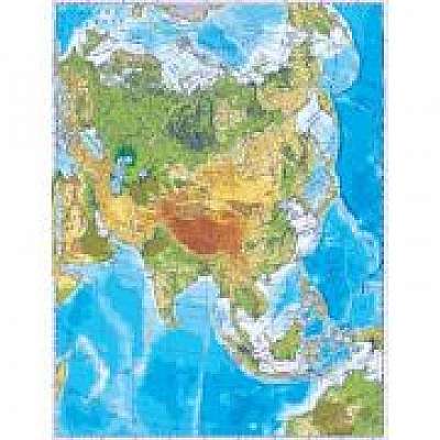 Coperta cărții Asia. Harta fizica 1000x1400 mm, cu sipci (GHC7F)