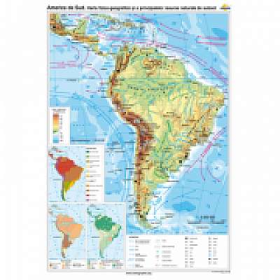 America de Sud. Harta fizico-geografica si a principalelor resurse naturale de subsol (CR-3114A-120x160 cm)