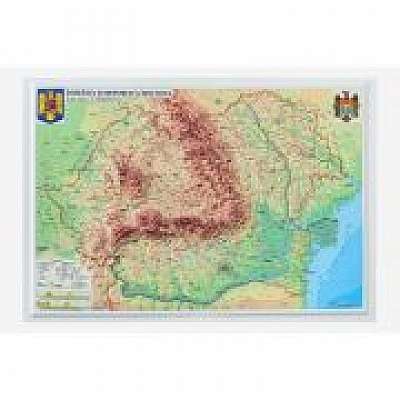 Romania si Republica Moldova. Harta fizica si administrativa - proiectie 3D, 450x330mm (3DGHRF430)