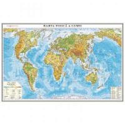 Harta fizica a lumii /Harta de contur (verso), 600x470 mm (GHLF60)