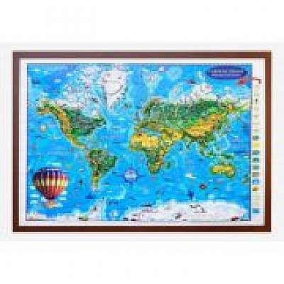 Carte de monde pour enfants, projection 3D, 1400x1000mm (3DGHLCP-FR)