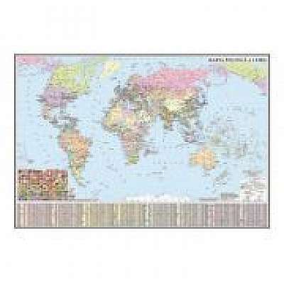 Harta politica a lumii/Harta de contur (verso), 600x470 mm (GHLP60)