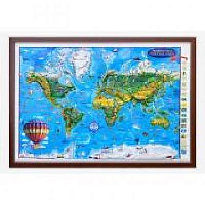 World map for children, 3D projection, 1400x1000mm (3DGHLCP-EN)