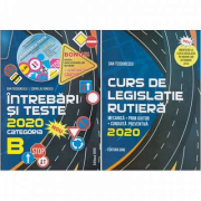 Pachet 2 volume - Intrebari si teste si Curs de legislatie 2020 pentru categoria B, autor Dan Teodorescu