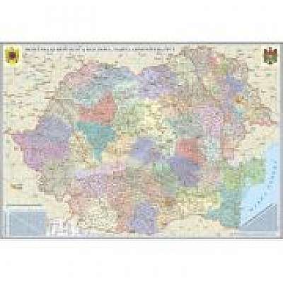 Romania si Republica Moldova. Harta administrativa (1400x1000mm), fara sipci (GHR5CD1-L)