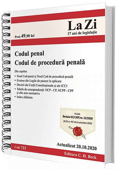Codul penal şi Codul de procedură penală. Actualizat la 20.10.2020 (ediție spiralată)