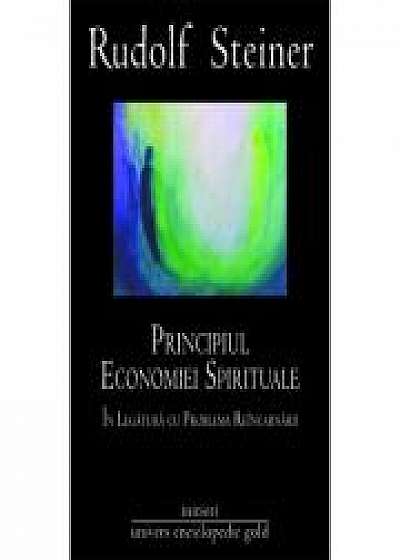 Coperta cărții PRINCIPIUL ECONOMIEI SPIRITUALE IN LEGATURA CU PROBLEMA REINCARNARII (RUDOLF STEINER)