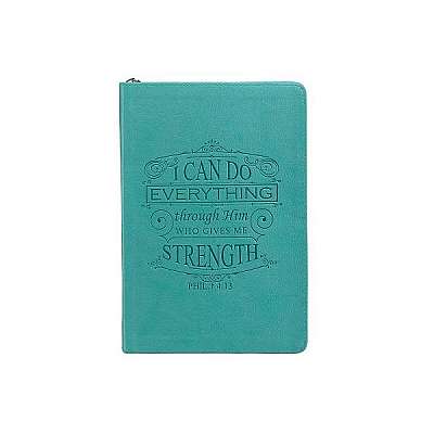 Teal Lux-Leather Journal with Zipper I Can Do