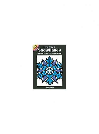 Coperta cărții Heavenly Snowflakes Stained Glass Coloring Book