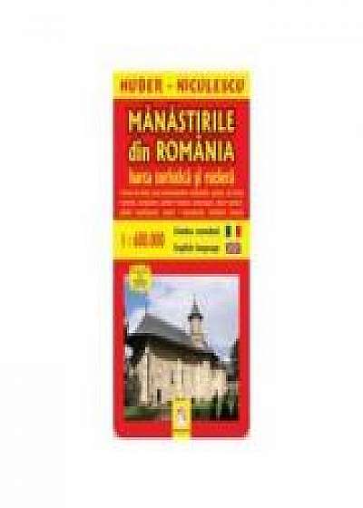 Manastirile din Romania. Harta turistica si rutiera (Huber Kartographie)