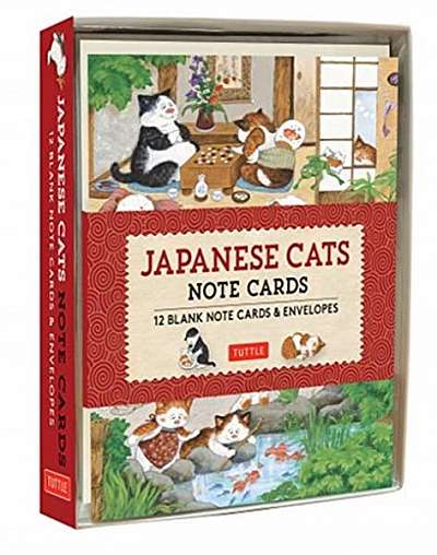 Coperta cărții Japanese Cats Note Cards: 12 Blank Note Cards & Envelopes (6 X 4 Inch Cards in a Box)