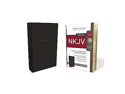 NKJV, Reference Bible, Compact Large Print, Imitation Leather, Black, Red Letter Edition, Comfort Print