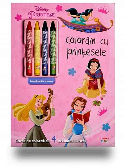 Disney. Prințese. Colorăm cu prințesele (conține 4 creioane cerate)
