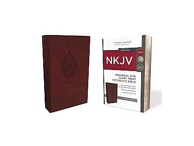 NKJV, Reference Bible, Personal Size Giant Print, Imitation Leather, Burgundy, Red Letter Edition, Comfort Print