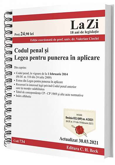 Codul penal și Codul de procedură penală. Cod 734. Actualizat la 30.03.2021 (ediție Spiralată)