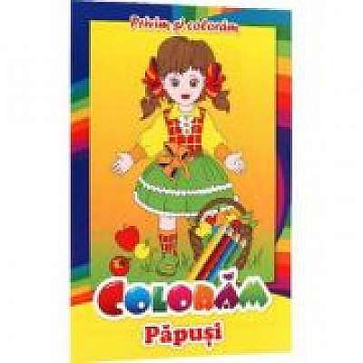 Coperta cărții Privim si coloram. Coloram papusi