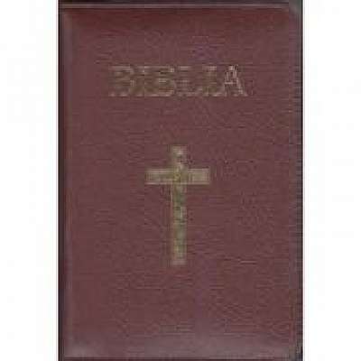 Biblia mica, 053, coperta piele, grena, cu cruce, margini aurii, repertoar