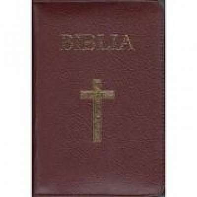 Biblia medie, 063, coperta piele, grena, cu cruce, margini aurii, repertoar