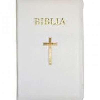 Biblia foarte mica, 043, coperta piele, alba, cu cruce, margini aurii, repertoar