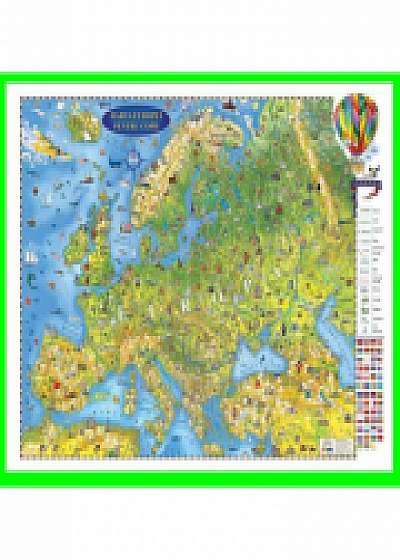 Harta Europei pentru copii( proiectie 3D) 100x70 cm (DLF3DGHECP100 )
