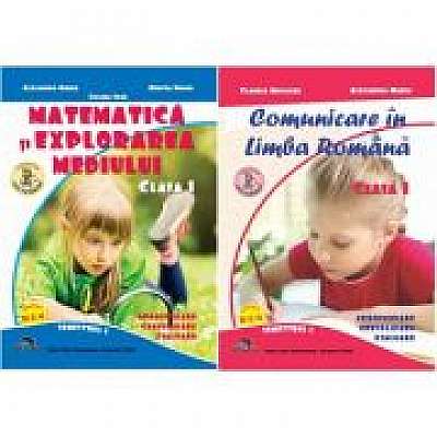 Set 2 carti pentru semestrul 1 Comunicare in Limba Romana, Matematica si Explorarea Mediului Clasa I