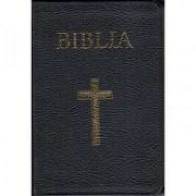 Biblia mica, 053, coperta piele, neagra, cu cruce, margini aurii, repertoar