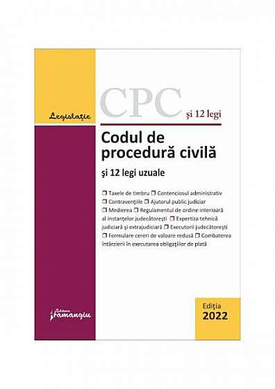 Coperta cărții Codul de procedură civilă și 12 legi uzuale - Paperback brosat - Hamangiu