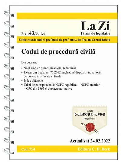 Coperta cărții Codul de procedură civilă - Paperback - Traian Cornel Briciu - C.H. Beck