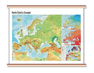 Harta fizică a Europei - mini - plastifiat cu șipci - Paperback - *** - Cartographia Studium