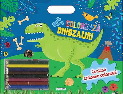 Colorează - Dinozauri (creioane) - Paperback brosat - Girasol