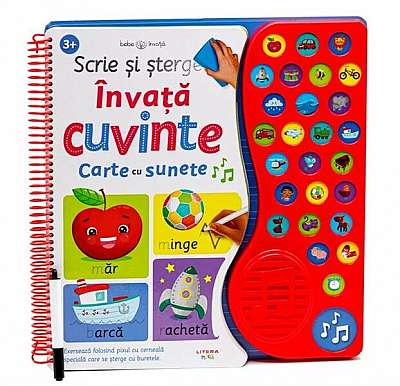 Coperta cărții Scrie și șterge - Învață cuvinte - Board book - Litera mică