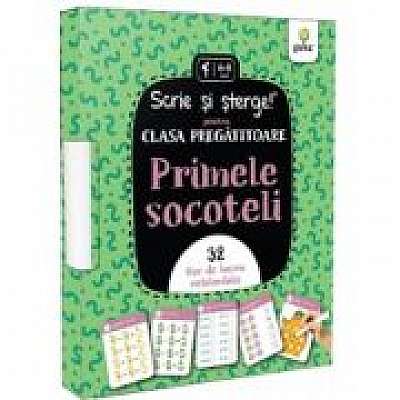 Coperta cărții Scrie si sterge! pentru prescolari mici. Primele socoteli. 32 fise de lucru refolosibile