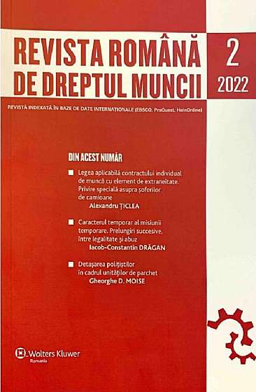 Coperta cărții Revista romana de dreptul muncii. Nr.2/2022