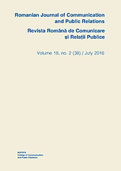 Coperta cărții Romanian Journal of Communication and Public Relations / Revista romana de comunicare si relatii publice - nr. 38 / 2016