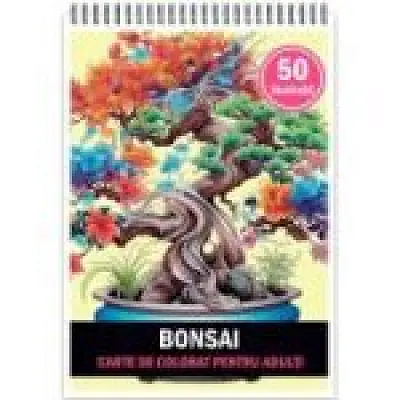 Carte de colorat pentru adulti, 50 de ilustratii, Bonsai